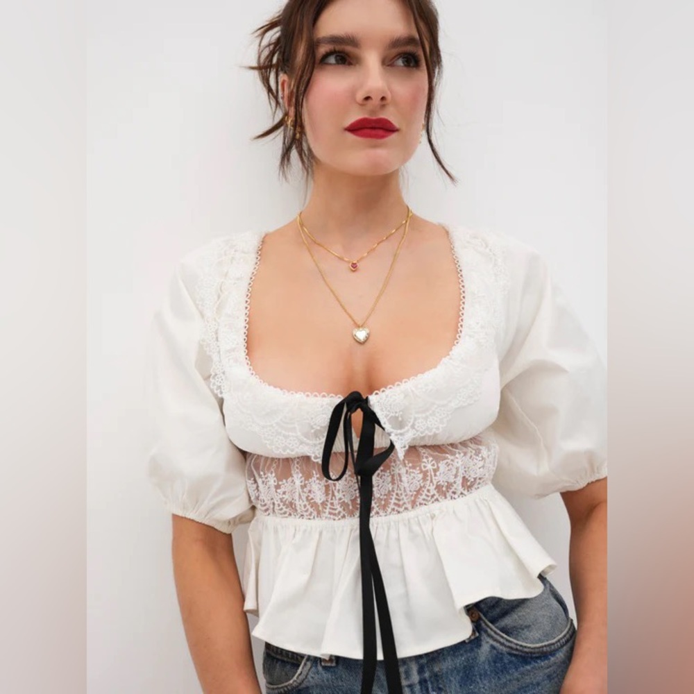 For Love & Lemons | Marsha White Babydoll Top